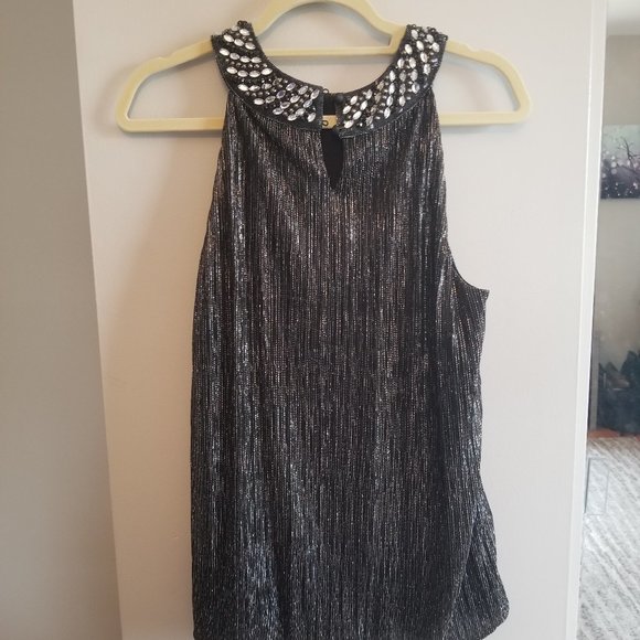 Alfani Sleeveless Metallic Gray Blouse - XL - Picture 3 of 5